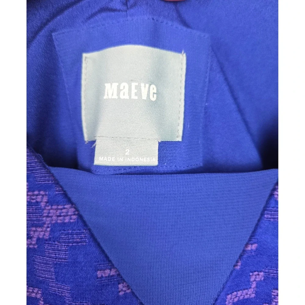 Anthropologie Maeve Averie Blue Jacquard Fit & Flare Sleeveless Dress Sz 2